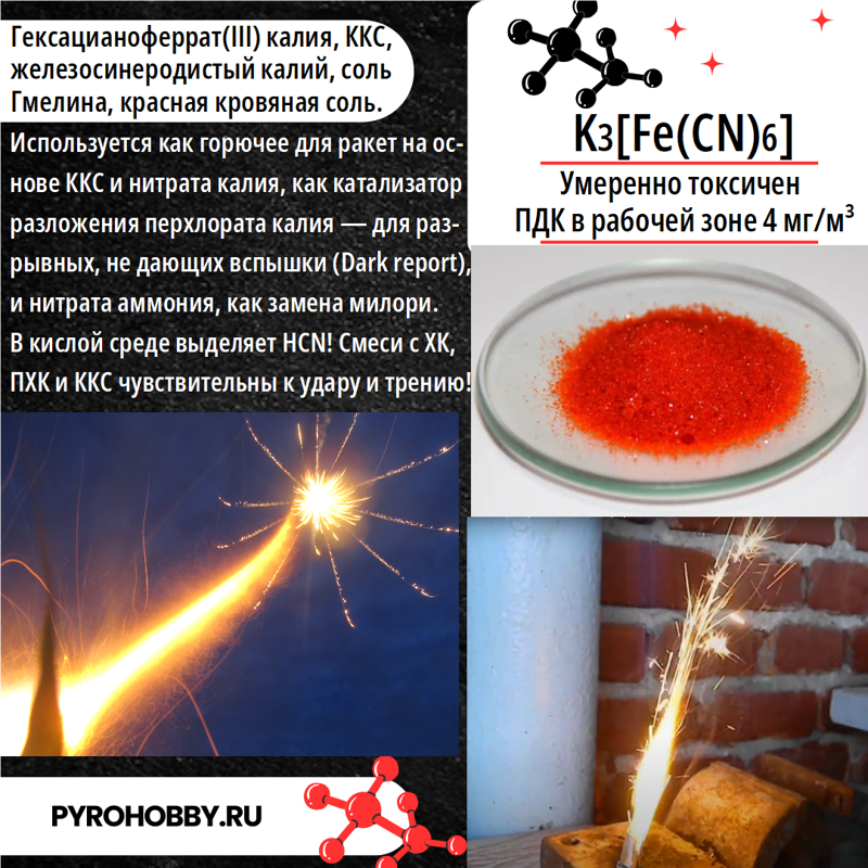 Калий 3 гексацианоферрат (красная кровяная соль)