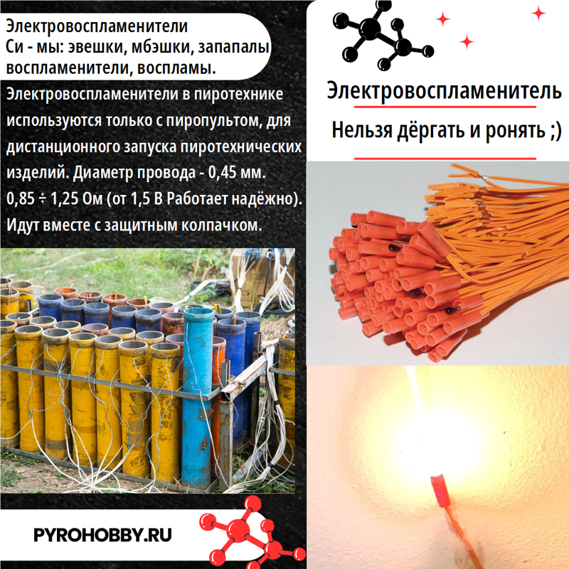 Электровоспламенители без состава с проводом